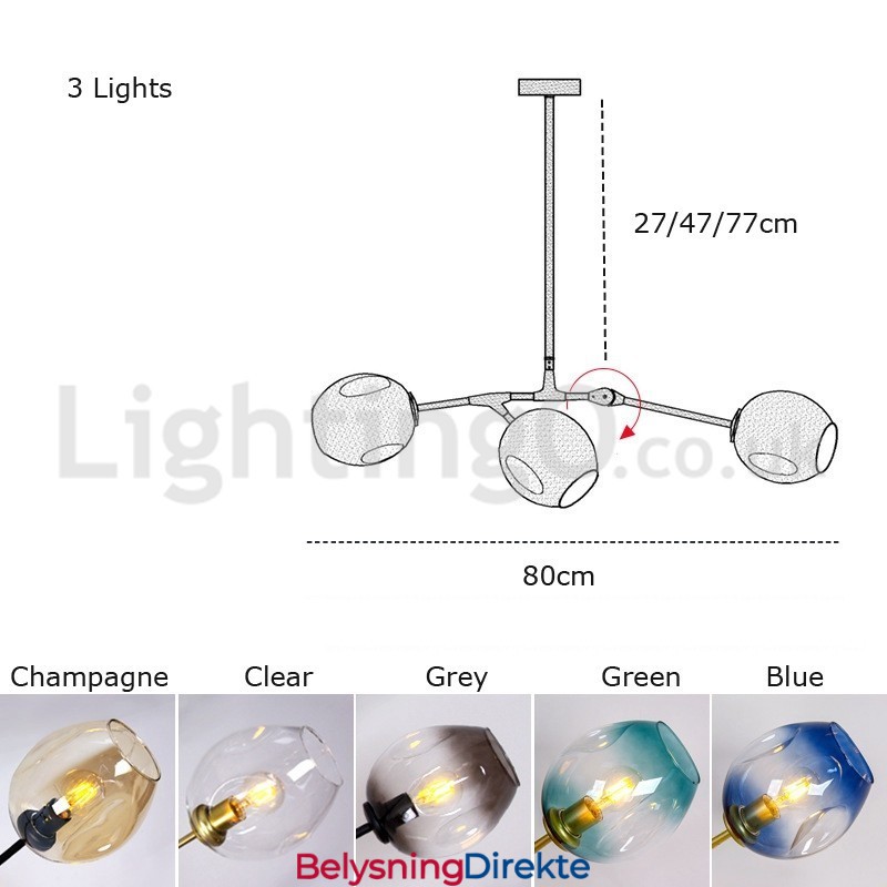 Nordisk Moderne Magisk Bønne-Glasslysekrone Molekylær Lysekrone