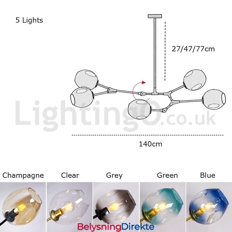 Nordisk Moderne Magisk Bønne-Glasslysekrone Molekylær Lysekrone