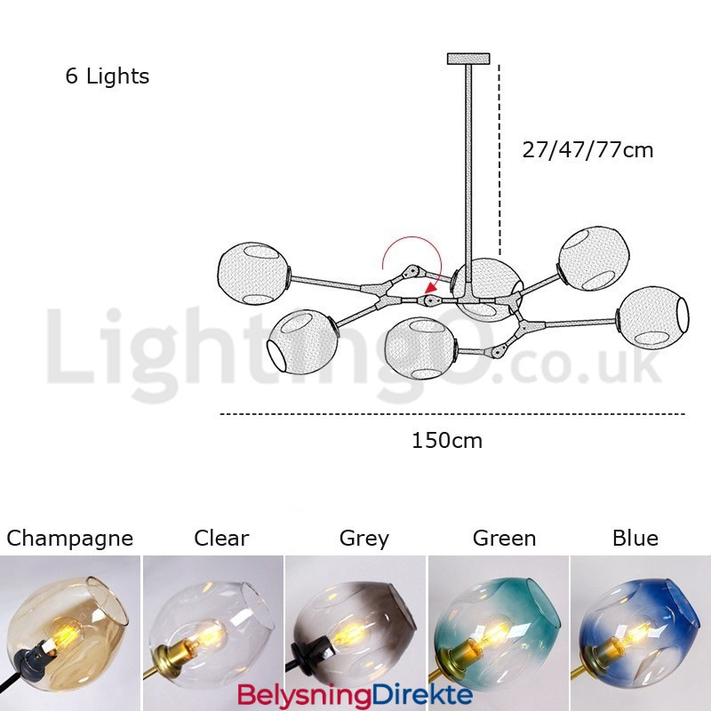 Nordisk Moderne Magisk Bønne-Glasslysekrone Molekylær Lysekrone