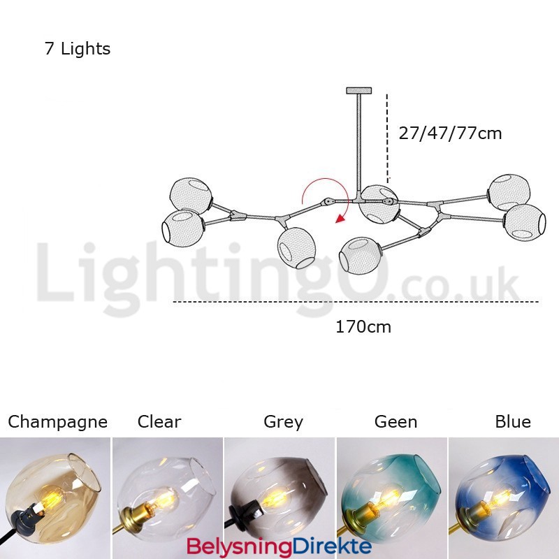 Nordisk Moderne Magisk Bønne-Glasslysekrone Molekylær Lysekrone