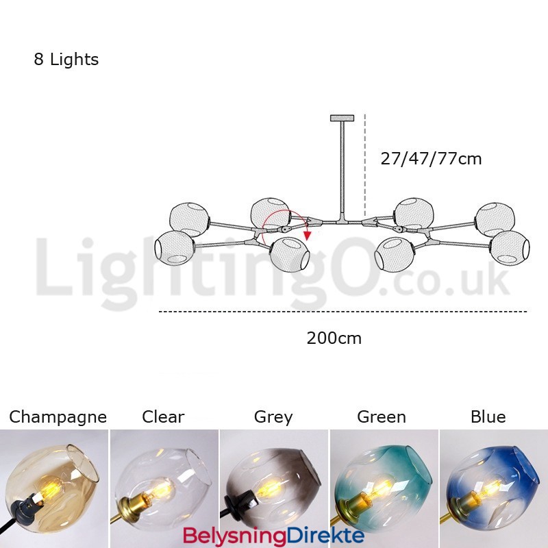 Nordisk Moderne Magisk Bønne-Glasslysekrone Molekylær Lysekrone