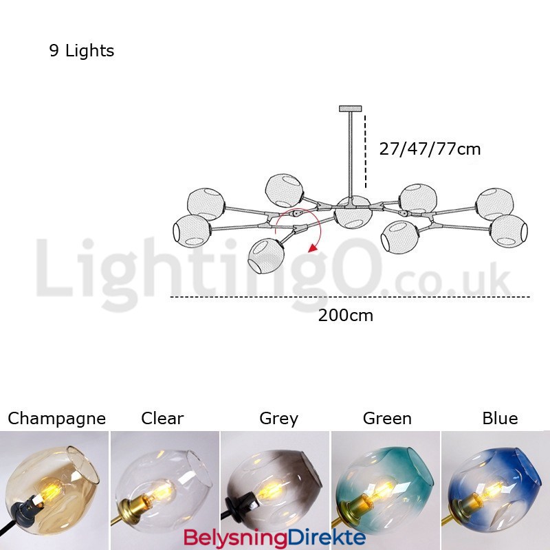 Nordisk Moderne Magisk Bønne-Glasslysekrone Molekylær Lysekrone