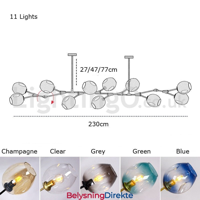 Nordisk Moderne Magisk Bønne-Glasslysekrone Molekylær Lysekrone