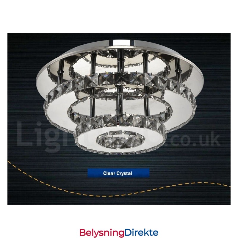 Dimbare Moderne Runde Krystall Taklamper Med Fjernkontroll, Innfelt