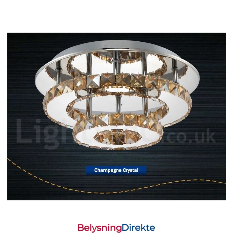 Dimbare Moderne Runde Krystall Taklamper Med Fjernkontroll, Innfelt