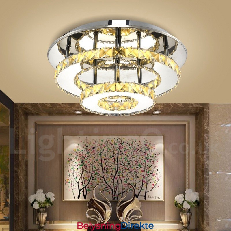 Dimbare Moderne Runde Krystall Taklamper Med Fjernkontroll, Innfelt