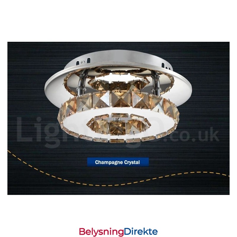 Dimbare Moderne Runde Krystall Taklamper Med Fjernkontroll, Innfelt