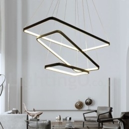 Dimbar Pendellampe Med Fjernkontroll, Moderne Design, Tre Rektangler