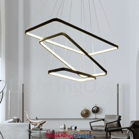 Dimbar Pendellampe Med Fjernkontroll, Moderne Design, Tre Rektangler