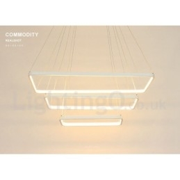 Dimbar Pendellampe Med Fjernkontroll, Moderne Design, Tre Rektangler