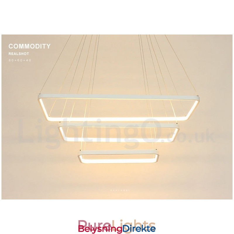 Dimbar Pendellampe Med Fjernkontroll, Moderne Design, Tre Rektangler