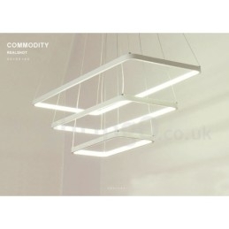 Dimbar Pendellampe Med Fjernkontroll, Moderne Design, Tre Rektangler