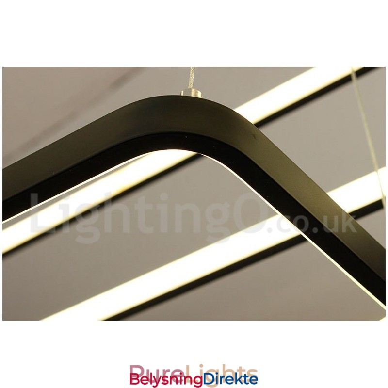 Dimbar Pendellampe Med Fjernkontroll, Moderne Design, Tre Rektangler