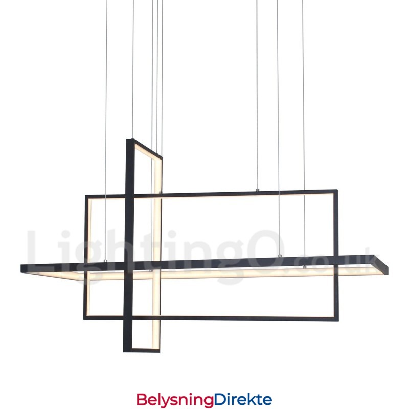 Dimbar Pendellampe Med Fjernkontroll, Moderne Design, Tre Rektangler