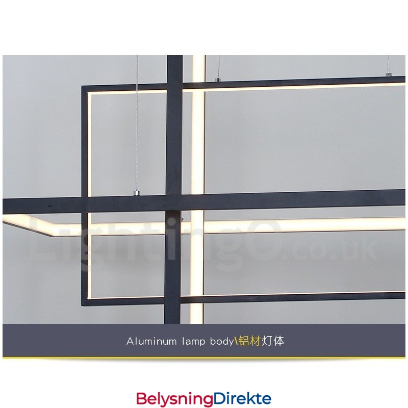 Dimbar Pendellampe Med Fjernkontroll, Moderne Design, Tre Rektangler