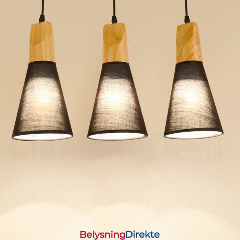 Moderne Tre Pendellampe Med 1 Lyskilde Og 3 Lyskilder Og Stoffskjerm