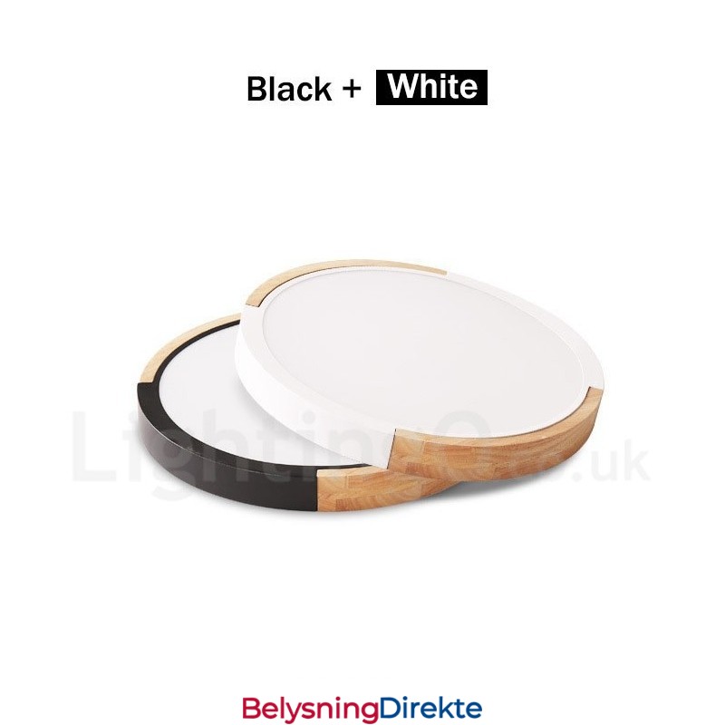 Ultratynn Flerfarget Rund Taklampe I Tre, Heltre Taklampe Med Akrylskjerm I Nordisk Stil