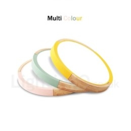 Ultratynn Flerfarget Rund Taklampe I Tre, Heltre Taklampe Med Akrylskjerm I Nordisk Stil