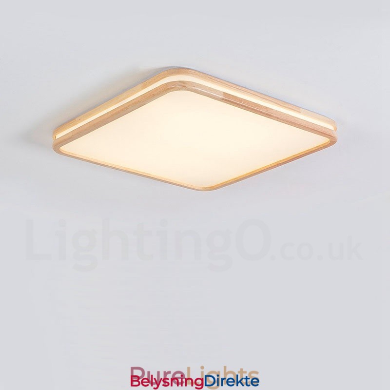 Ultratynn Rund Firkantet Rektangulær Taklampe I Tre, Heltre Taklampe Med Akrylskjerm, Nordisk Stil