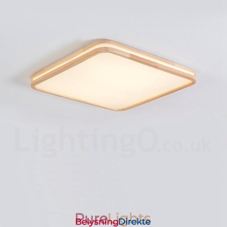 Ultratynn Rund Firkantet Rektangulær Taklampe I Tre, Heltre Taklampe Med Akrylskjerm, Nordisk Stil