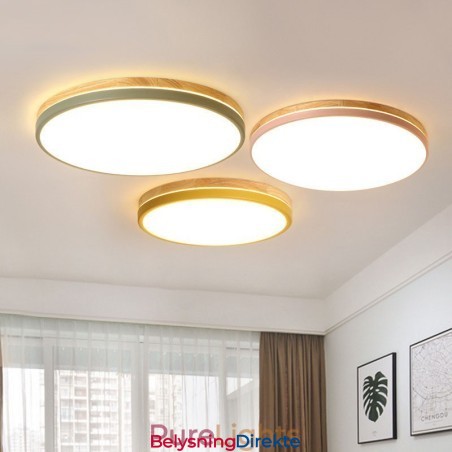 Dimbar Ultratynn Flerfarget Rund Tretaklampe Med Akrylskjerm Taklampe I Nordisk Stil