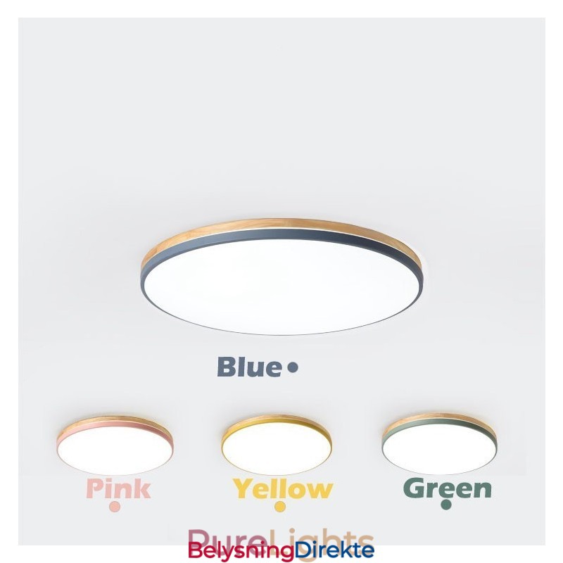 Dimbar Ultratynn Flerfarget Rund Tretaklampe Med Akrylskjerm Taklampe I Nordisk Stil