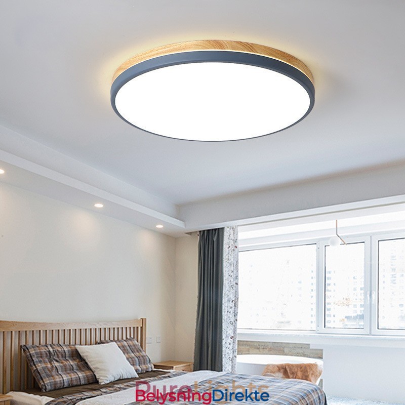 Dimbar Ultratynn Flerfarget Rund Tretaklampe Med Akrylskjerm Taklampe I Nordisk Stil