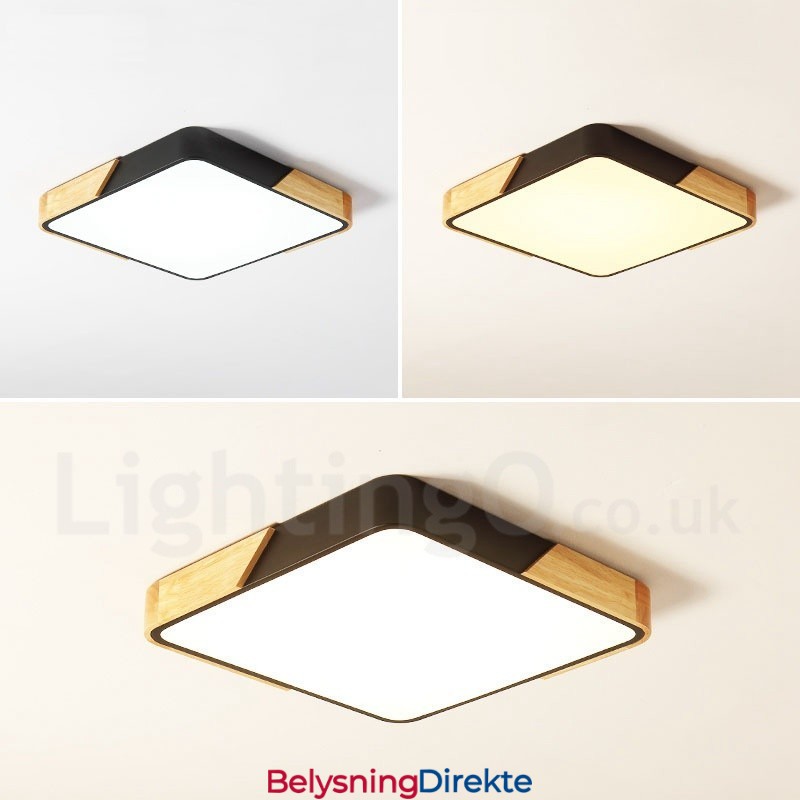 Dimbar Ultratynn Flerfarget Firkantet Tretaklampe Med Akrylskjerm Taklampe I Nordisk Stil