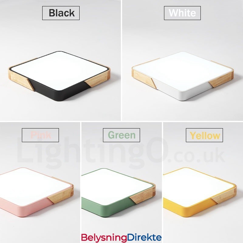 Dimbar Ultratynn Flerfarget Firkantet Tretaklampe Med Akrylskjerm Taklampe I Nordisk Stil