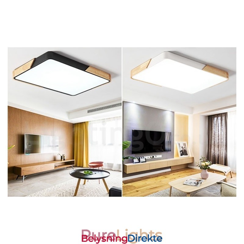 Dimbar Ultratynn Flerfarget Rektangulær Taklampe I Tre Med Akrylskjerm I Nordisk Stil