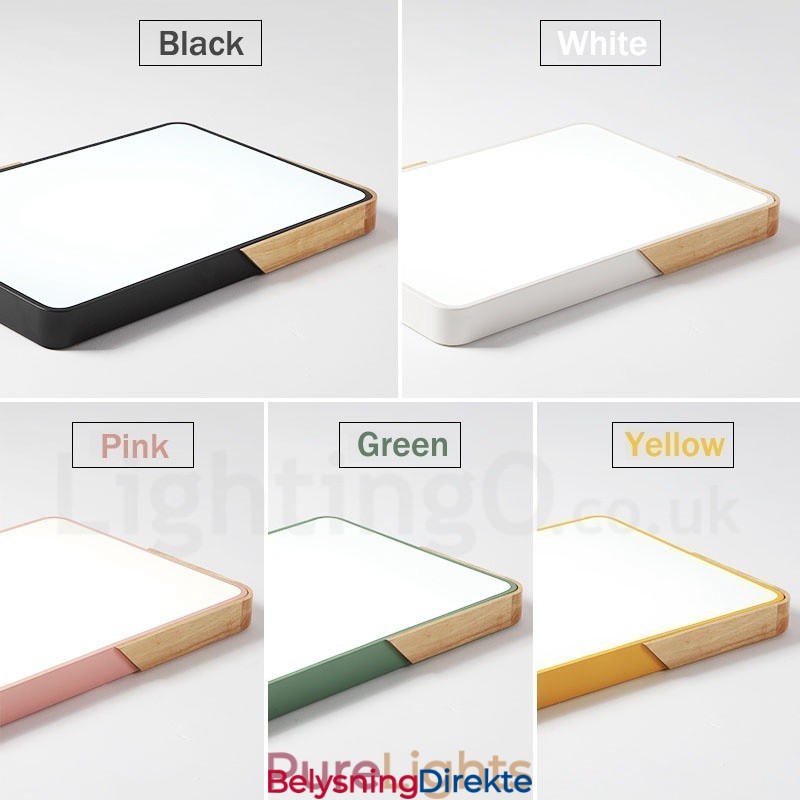 Dimbar Ultratynn Flerfarget Rektangulær Taklampe I Tre Med Akrylskjerm I Nordisk Stil