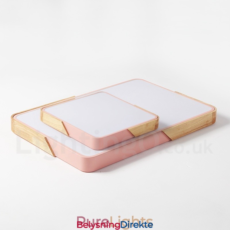 Dimbar Ultratynn Flerfarget Rektangulær Taklampe I Tre Med Akrylskjerm I Nordisk Stil