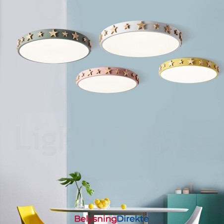 Dimbar Ultratynn Flerfarget Sirkulær Tretaklampe Med Akrylskjerm Taklampe I Nordisk Stil