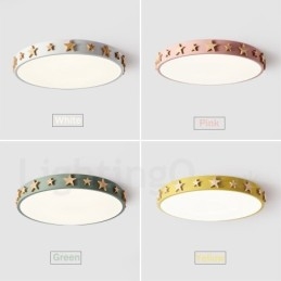 Dimbar Ultratynn Flerfarget Sirkulær Tretaklampe Med Akrylskjerm Taklampe I Nordisk Stil