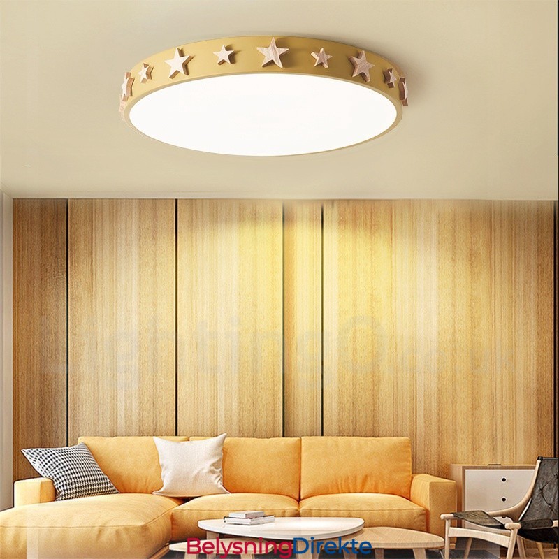 Dimbar Ultratynn Flerfarget Sirkulær Tretaklampe Med Akrylskjerm Taklampe I Nordisk Stil