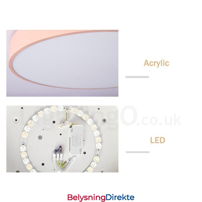 Dimbar Ultratynn Flerfarget Sirkulær Tretaklampe Med Akrylskjerm Taklampe I Nordisk Stil