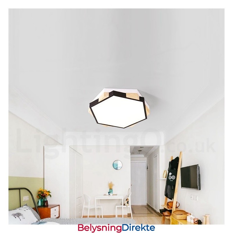 Dimmbar Flerfarget Sekskantet Tretaklampe Med Akrylskjerm Taklampe I Nordisk Stil