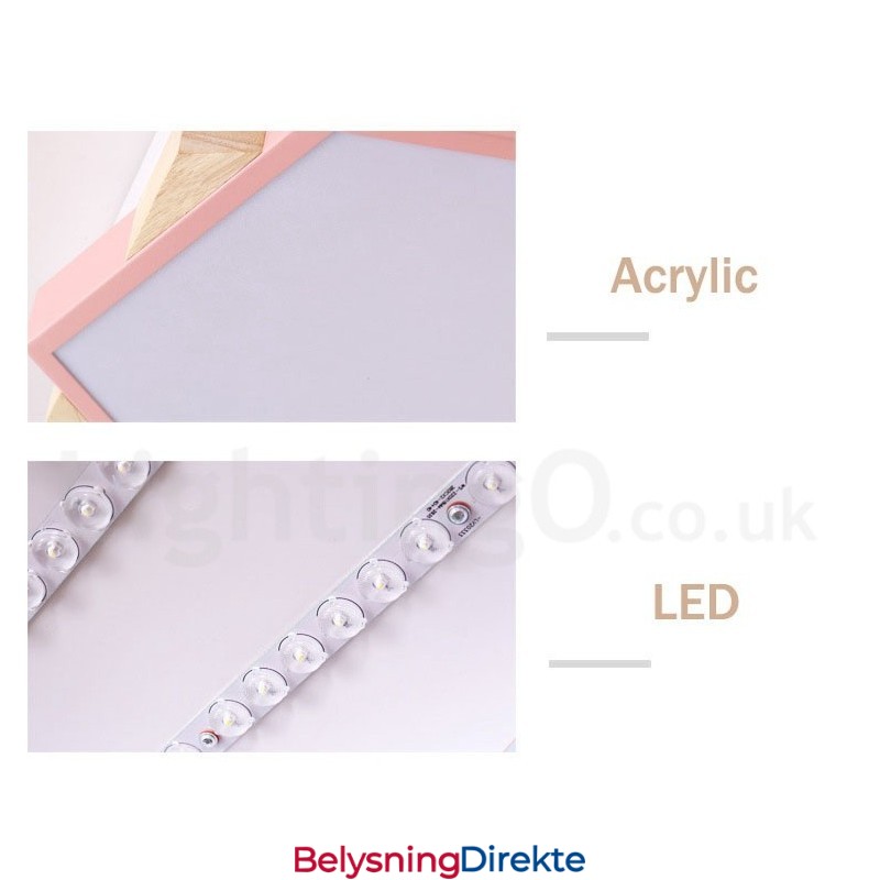 Dimmbar Flerfarget Sekskantet Tretaklampe Med Akrylskjerm Taklampe I Nordisk Stil