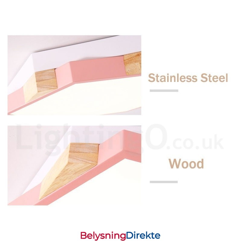 Dimmbar Flerfarget Sekskantet Tretaklampe Med Akrylskjerm Taklampe I Nordisk Stil