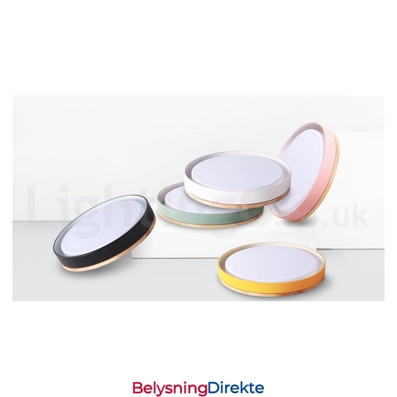 Dimmbar Flerfarget Sirkulær Taklampe I Tre Med Akrylskjerm I Nordisk Stil