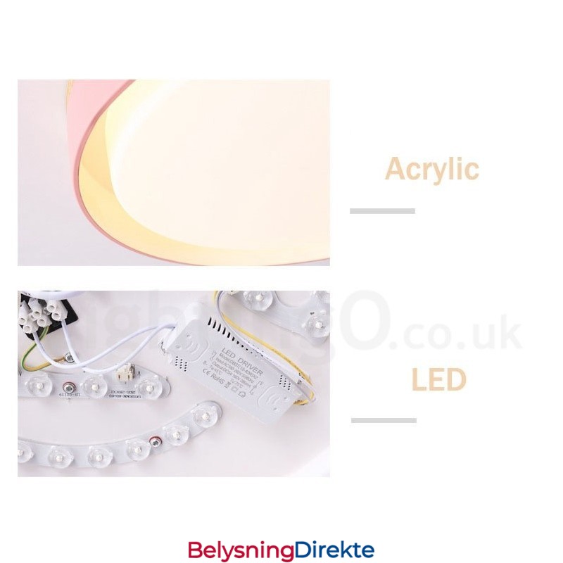 Dimmbar Flerfarget Sirkulær Taklampe I Tre Med Akrylskjerm I Nordisk Stil