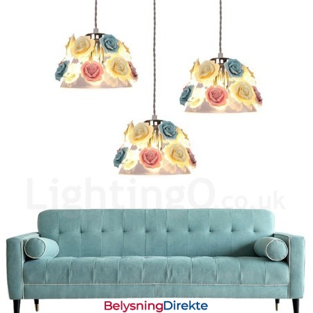 Flerfarget Blomstermakro-Taklampe Med Glassskjerm