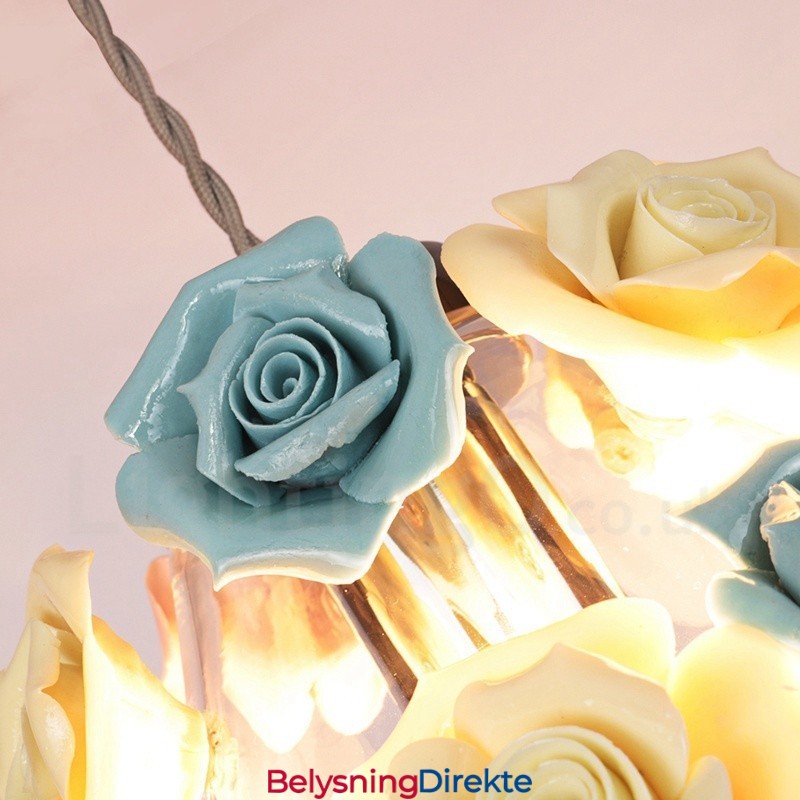 Flerfarget Blomstermakro-Taklampe Med Glassskjerm