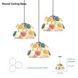 Flerfarget Blomstermakro-Taklampe Med Glassskjerm