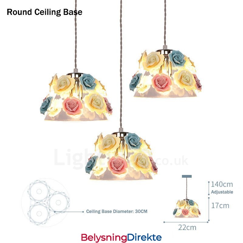 Flerfarget Blomstermakro-Taklampe Med Glassskjerm