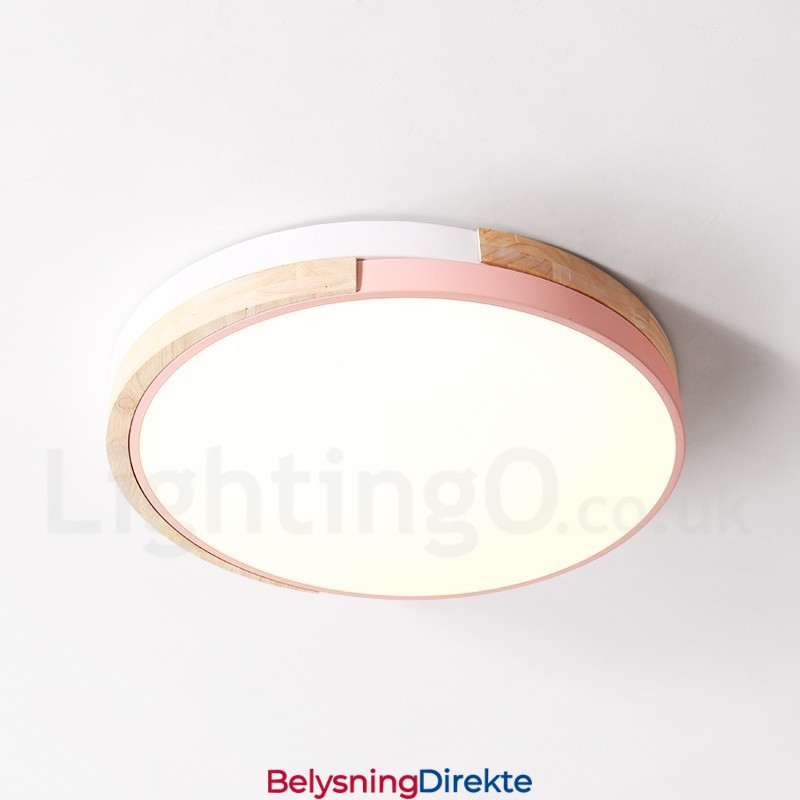 Dimmbar Flerfarget Rund Tretaklampe Med Akrylskjerm Taklampe I Nordisk Stil