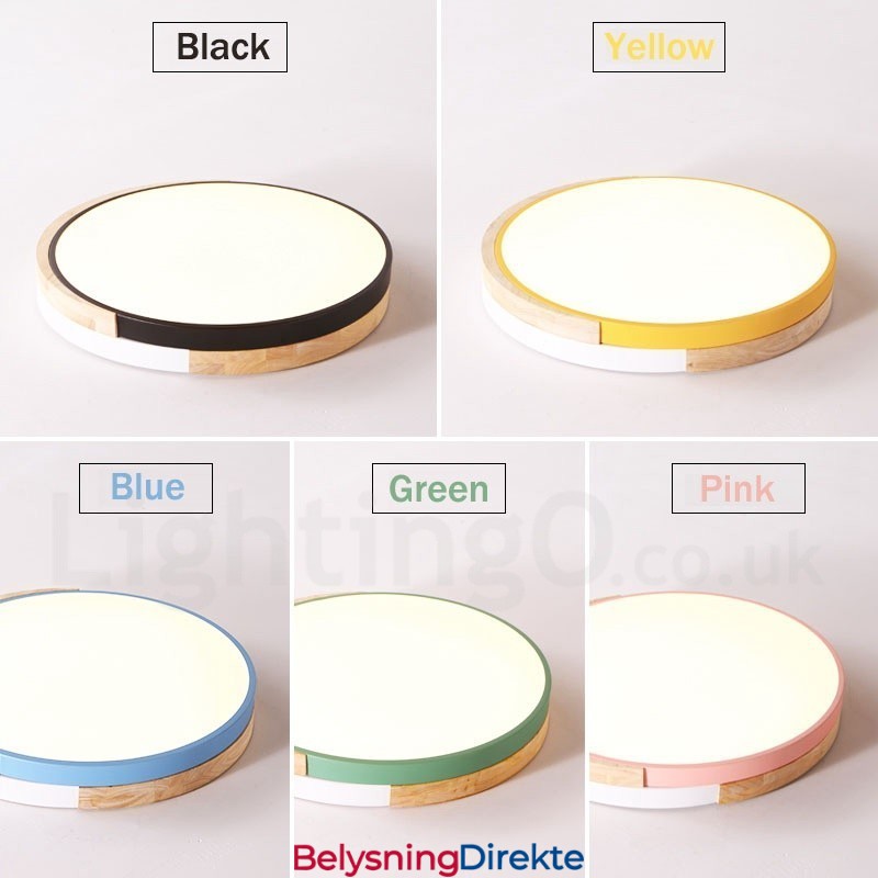Dimmbar Flerfarget Rund Tretaklampe Med Akrylskjerm Taklampe I Nordisk Stil
