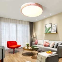 Dimmbar Flerfarget Rund Tretaklampe Med Akrylskjerm Taklampe I Nordisk Stil