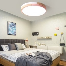 Dimmbar Flerfarget Rund Tretaklampe Med Akrylskjerm Taklampe I Nordisk Stil