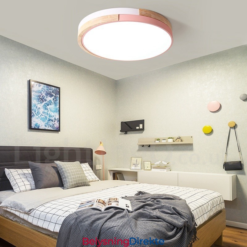 Dimmbar Flerfarget Rund Tretaklampe Med Akrylskjerm Taklampe I Nordisk Stil